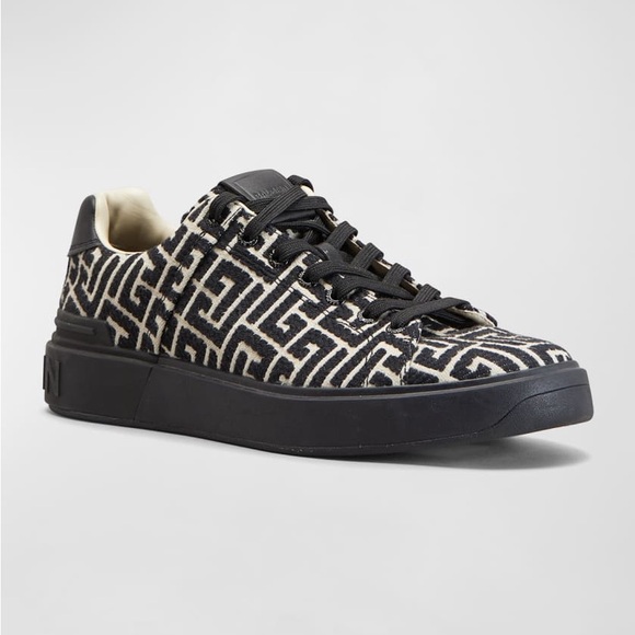 Balmain Men's B-Court Jacquard Monogram Low Top Sneakers - Picture 4 of 5